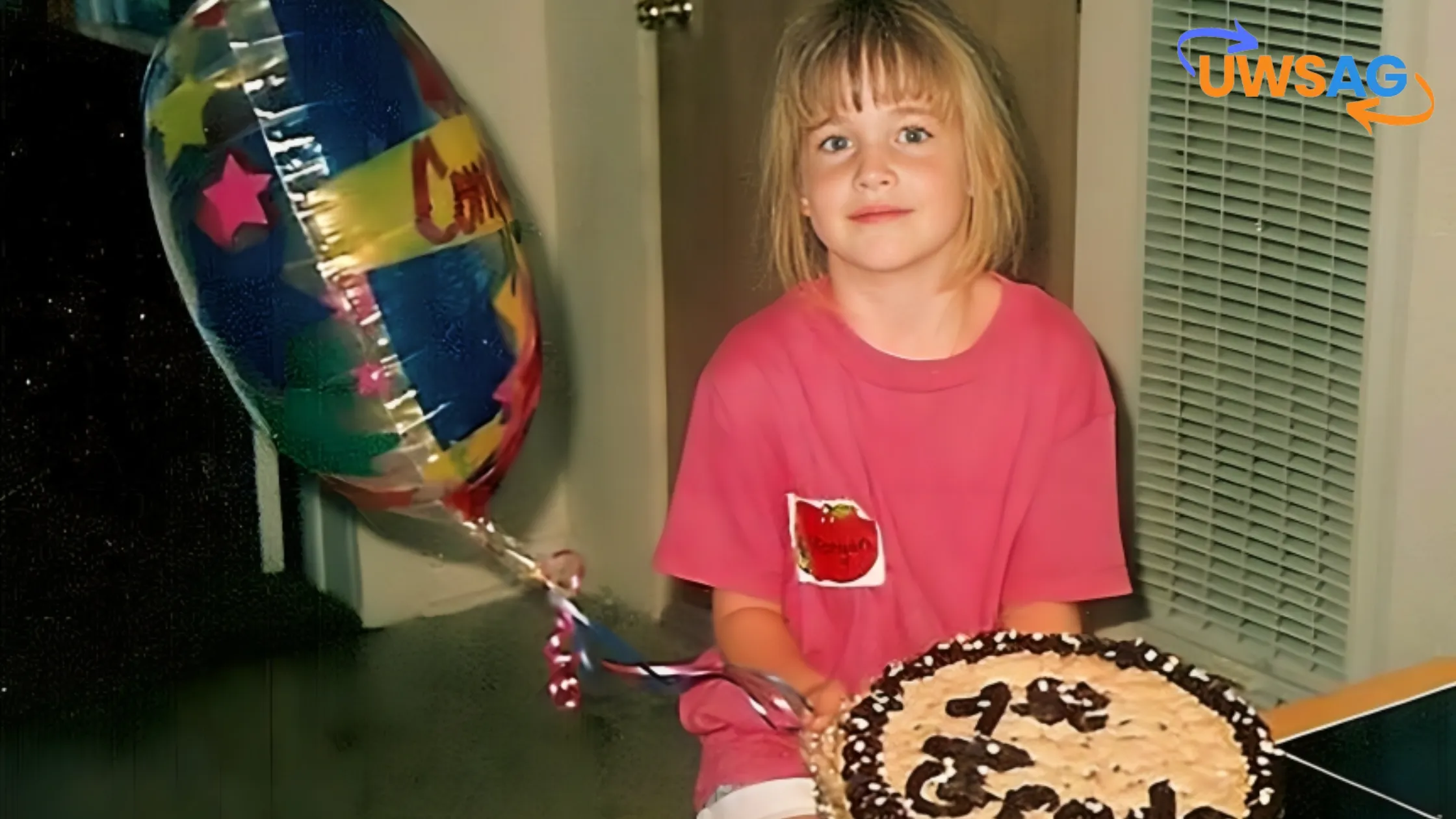 "A young girl celebrating her birthday with a cake and balloon - Morgan Nick case update."