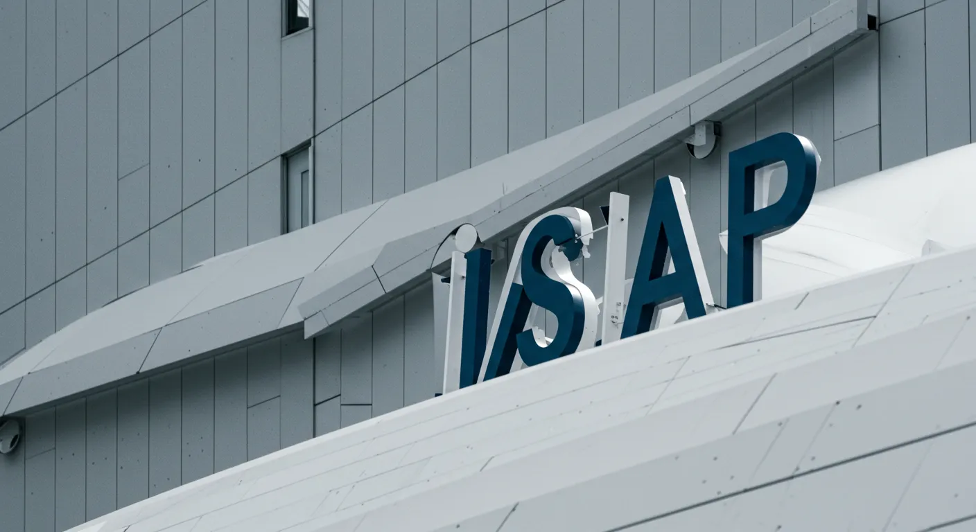 The iasp logo on a modern building, symbolizing the presence of iasp business professionals in the industry.