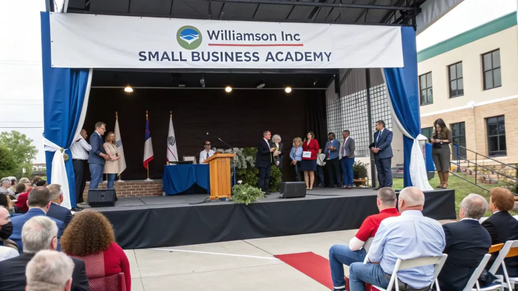 Participants gather at the Williamson Inc. Small Business Academy ceremony