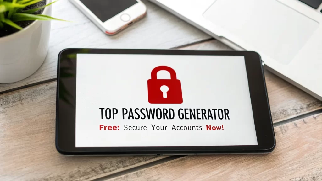 Password generator displayed on a tablet.
