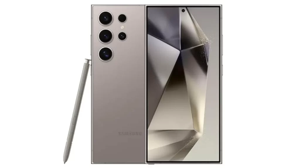 Galaxy S25 Ultra in beige with S Pen.