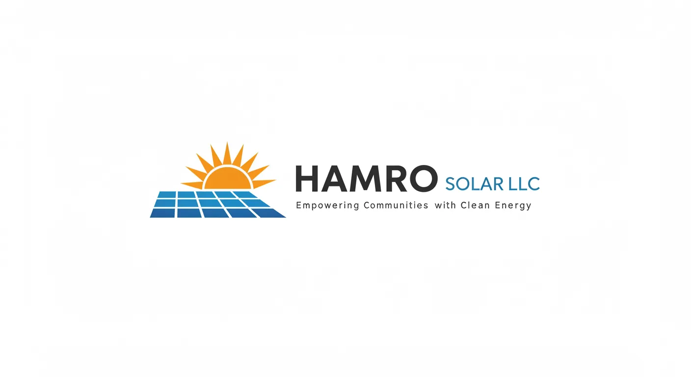 Hamro Solar LLC logo with a clean and simple design featuring the sun and solar panels.